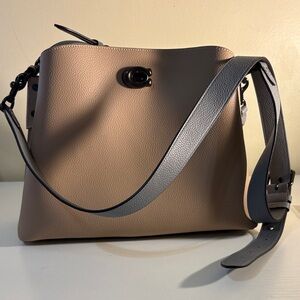 Coach Tan and Gray Leather Shoulder Bag